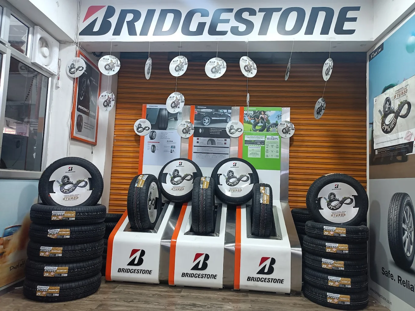 Tyre stock selection on display